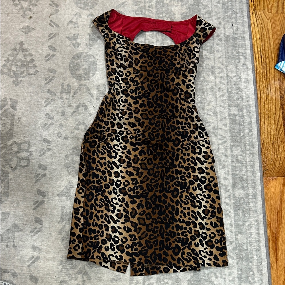 Jessica Simpson Leopard Print Dress with Red Accents